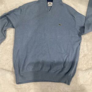 Lacoste Men's Sky Blue Cotton Zip-Neck Sweater